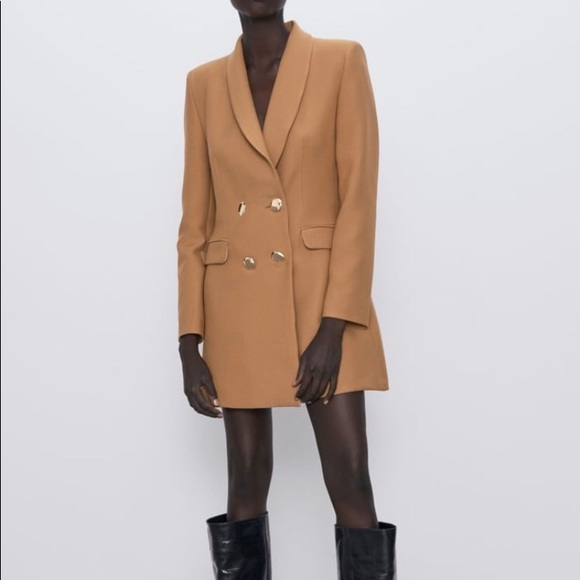 Zara Double Breasted Buttoned Frock Blazer Coat - Picture 2 of 7